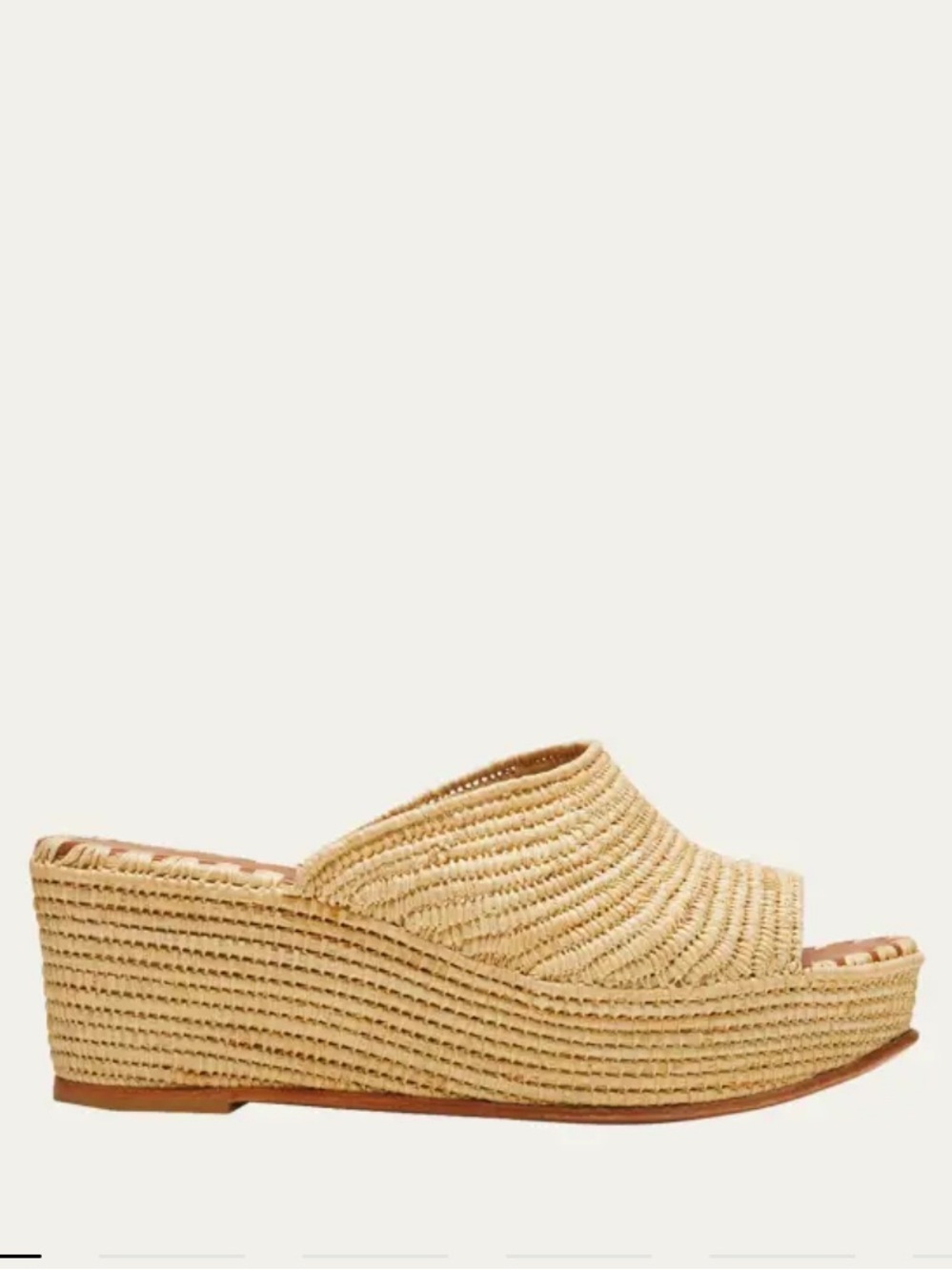 Natural Raffia Slide Wedge Sandals